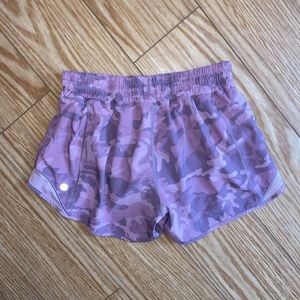 Pink camo size 6 lulu lemon shorts 4” length